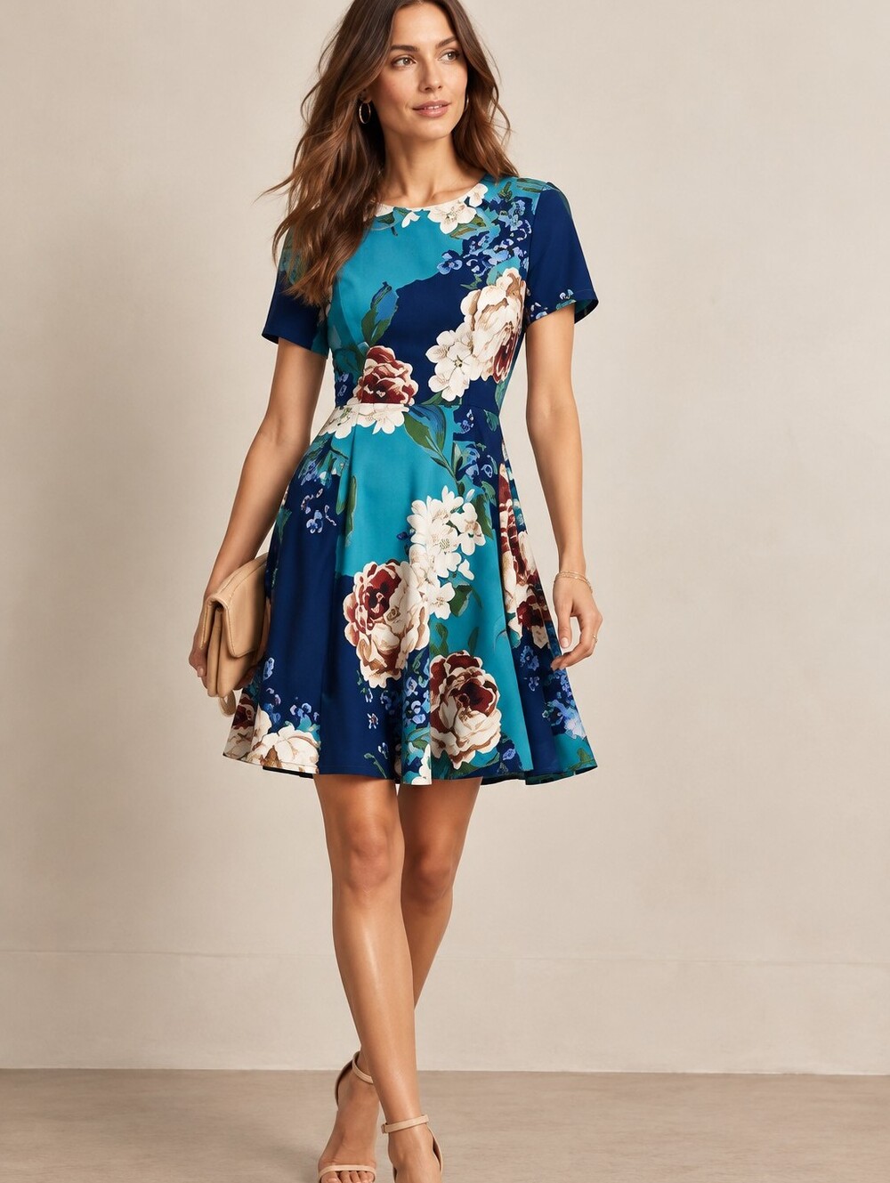 CORY LYNN CALTER x ANTHROPOLOGIE Paeonia Dark Floral Fit & Flare Retro Dress 4
